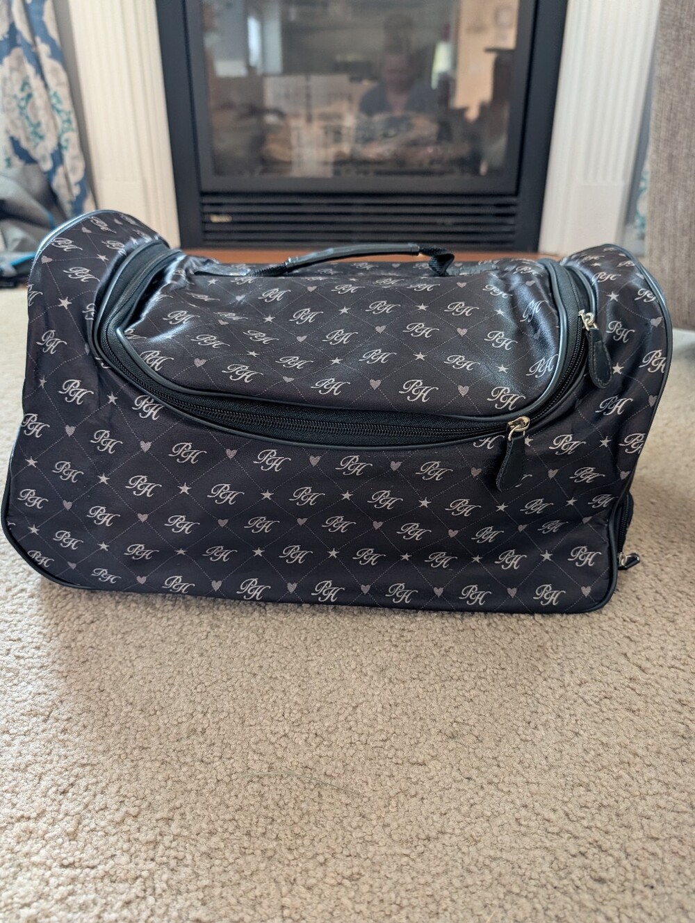 Paris Hilton Black Patterned Travel Duffle Bag